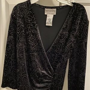 Karin Stevens Women's Rhinestone Bling Long Sleeve Top Y2K Size 6